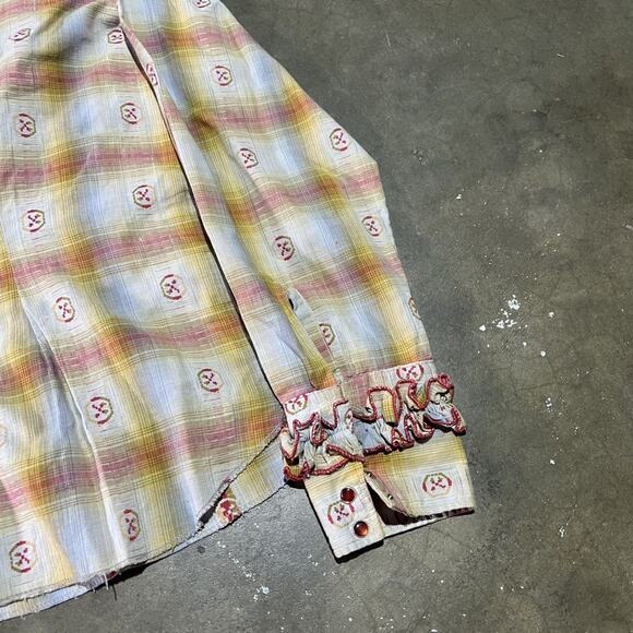 Vintage 50s Levi's Western Wear Plaid Cotton Pearl Snap - Picture 2 of 4